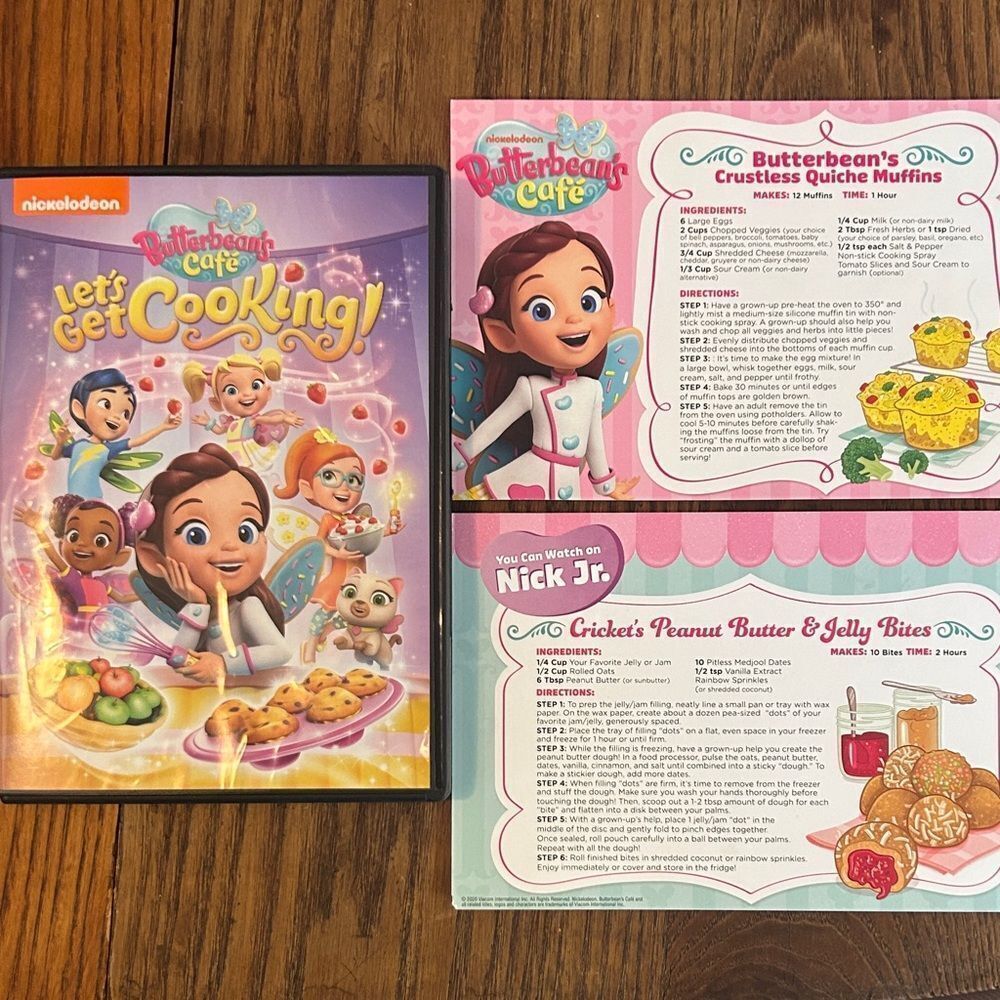 Nickelodeon Butterbean's Cafe 🍵 Let's Get Cooking DVD - with 2 recipe cards 🎴